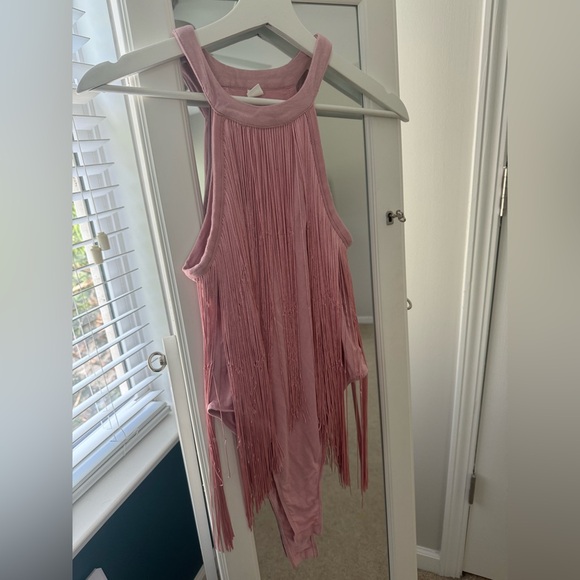 Pink Fringe Halter Bodysuit - Picture 2 of 4